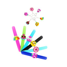 12 Pcs Wrist Bands For Kids Keyring Silicone Bracelet Slap Bracelets