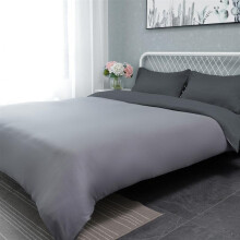 (King (£7.95)) Reversible Plain Duvet Cover Bedding Set With Pillowcase (Grey - Silver)