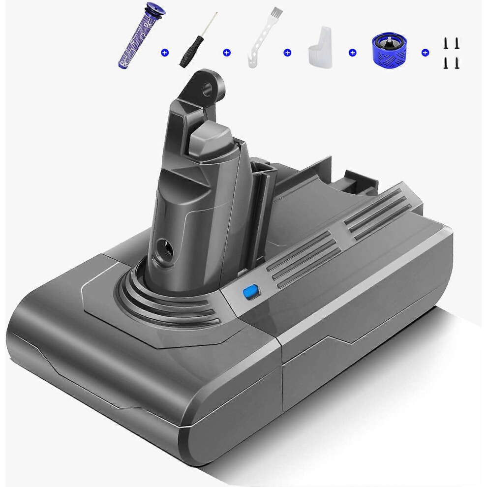 Kikidex (As Show, One Size) 3000Mah 21.6V Battery For Dyson V6 Dc62 Dc58 Dc59 Dc61 Dc72 Dc74 Sv03 Sv06 Sv09 With 9 Washable Accessories