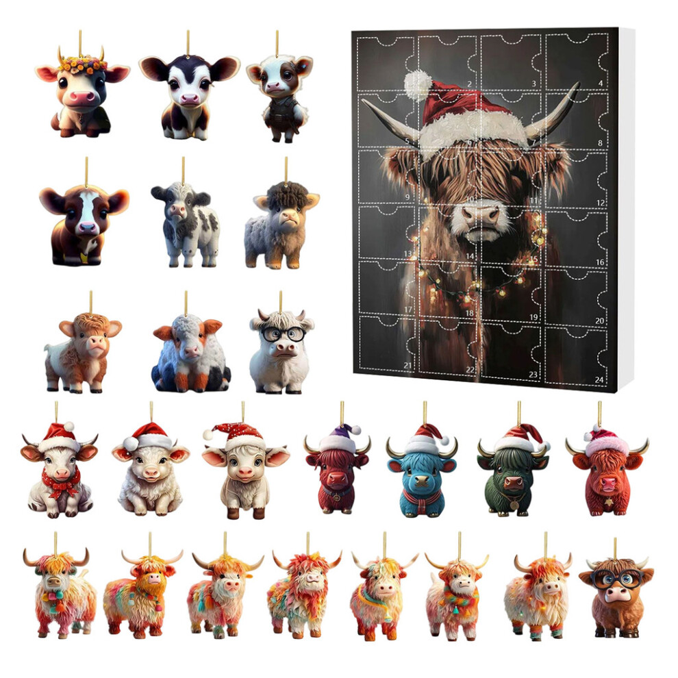 (Style E) Series Christmas Animal Acrylic Ornament Box Yak Figures Festive Gifting Tree-image-OPC-PMPMRNH-NEW