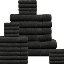 (Black) 10 piece Luxury Soft 100% Egyptian Cotton Towel Set Bath Face Hand Towels 500 Gsm