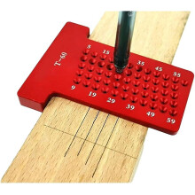 (As show, One size) T60 Type T Scriber in Aluminum Alloy, Precision Marking T-Rule, Woodworking Measurement Tool, Woodworking Rule (Red)
