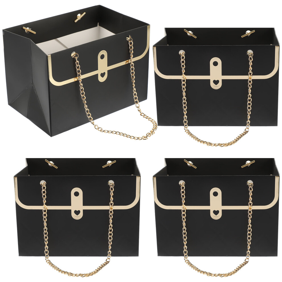 12Szt Czarne Papierowe Torby Na Upominki I Praktyczne I TrwałE-image