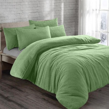 (Sage Green, Single) Teddy Fleece Bedding Set Cosy Duvet Cover With matching Pillowcase in Single,Double,King and Super King Sizes bed