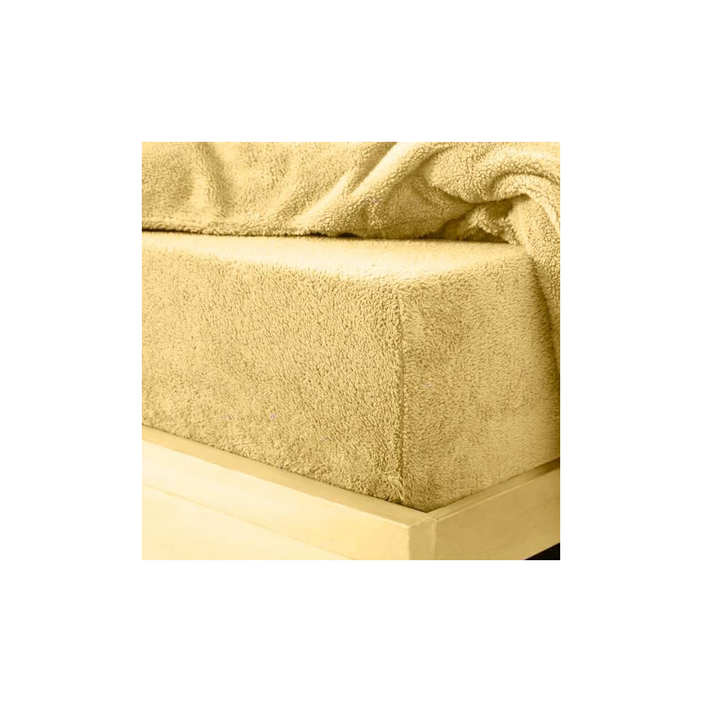 (Ochre, Super King) Teddy Fleece Fitted Bed Sheets super soft Single,Double,King and Super King size-image-OPC-PMPN9WR-NEW