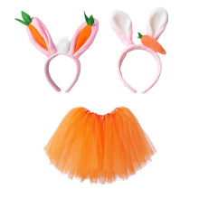 Mädchen Ostern Hasenkostüm-Set mit Plüsch-Kopfbedeckung & Rock, Niedliche Hasenohren