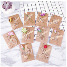 10 Unidades Cartão Saudação Kraft com Flores para Presente