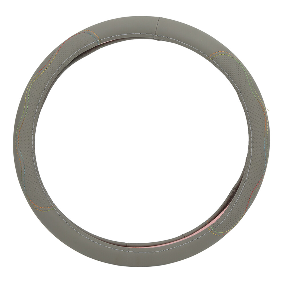 Universal 15In Artificial Leather Steering Wheel Cover Protector Grey 5001357588635