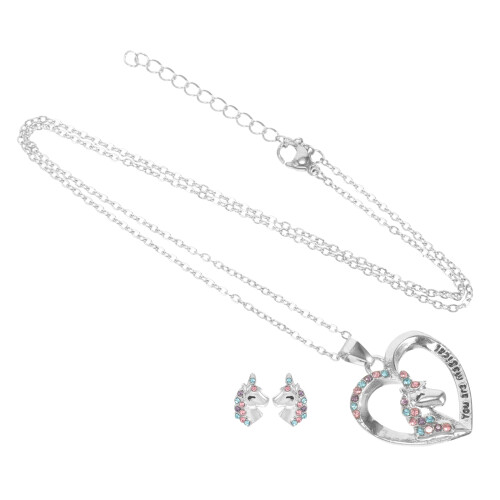 1Set Silberfarbenes Halskette Ohrring Set Kinder