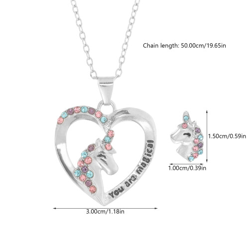 1Set Silberfarbenes Halskette Ohrring Set Kinder 2
