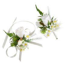 1 Set Boutonnière Et Bracelet De Corsage Artificiel Pour