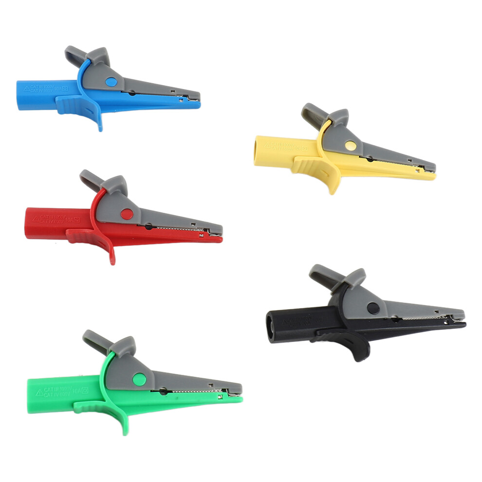 Multicolor 5Pcs 10A Battery Electrical Test Clips With 4Mm Socket 4941357590522