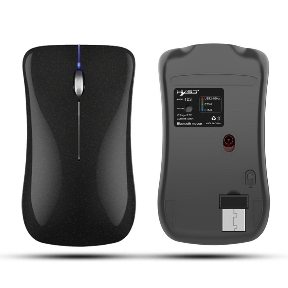 T23 Wireless Mouse 2.4G+Bt3.0/5.0, 400Mah, Ergonomic, Black 4961357591664