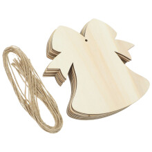 50Pcs Beige Wooden Xmas Cutouts Unfinished Pendants for DIY Crafts