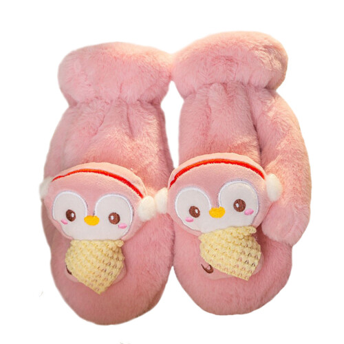 2 Pairs Decorative Plush Winter Mitts Cartoon Design 2