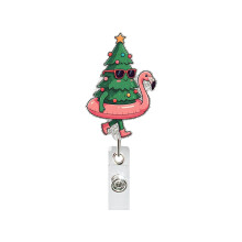 Christmas Badge Holder Sequins ABS Retractable Badge Holder-4