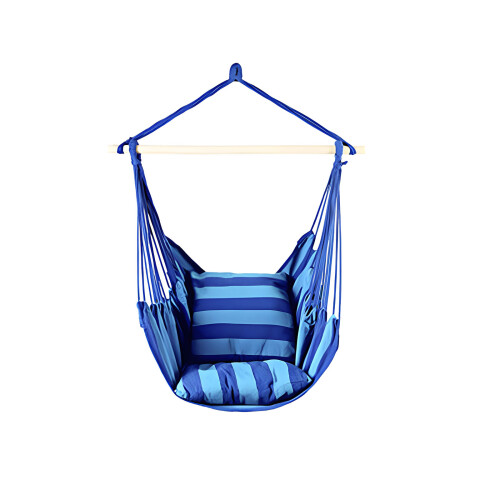 Quick Assembly Suspended Chair Bed Set 2 Pillows-Navy Blue