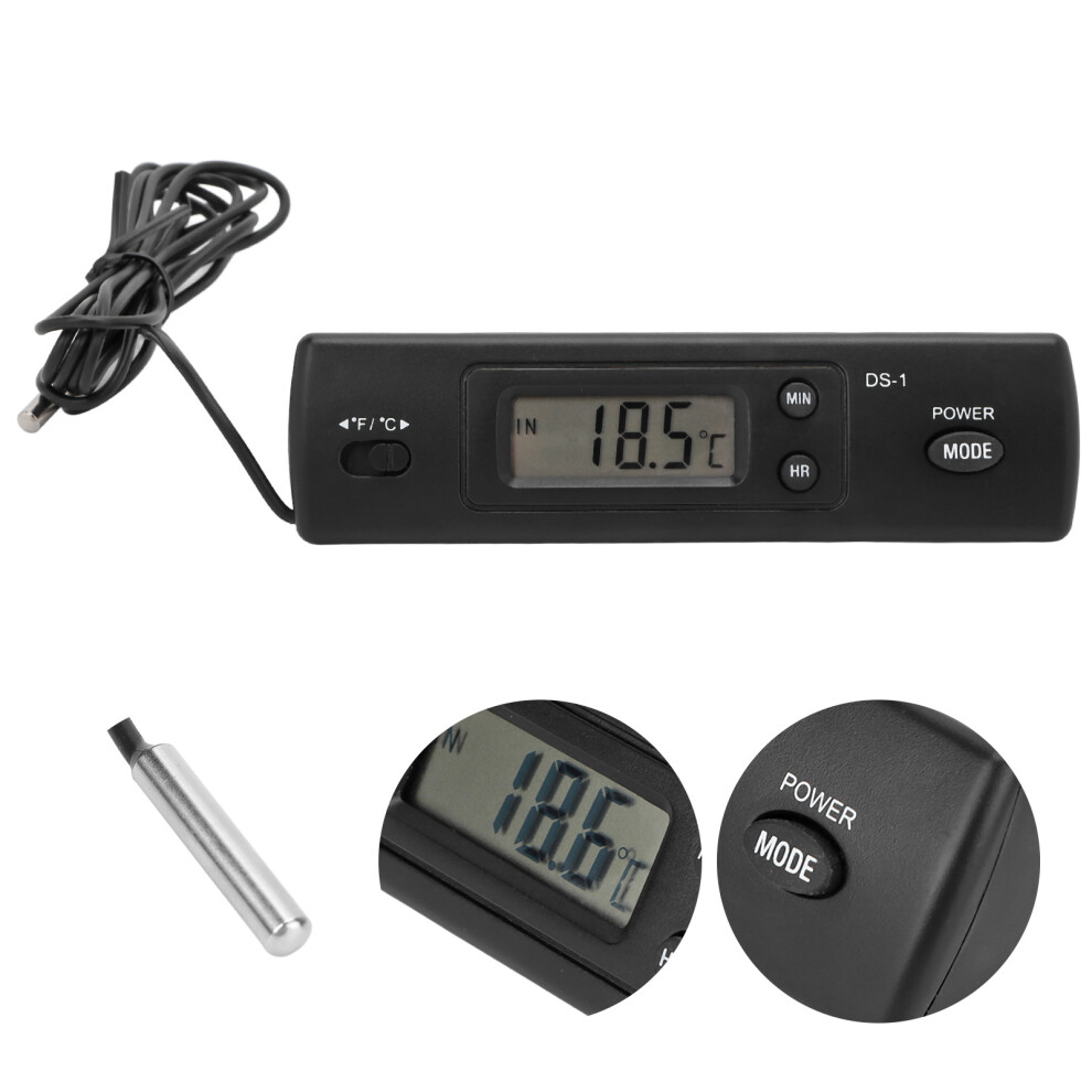 Car Digital Clock With Dual Temperature Display, Celsius & Fahrenheit, Abs | 33X12mm 3741357595425
