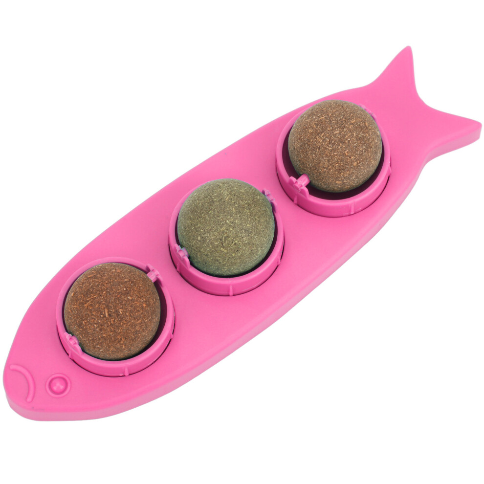 Pink Catnip Wall Balls for Cats - Rotating, Replaceable, Dust Cover-image-OPC-PMPQQRS-NEW