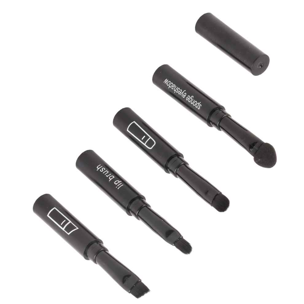 Black Cosmetic Brush Set 4 In 1 Telescopic Retractable Lip Eyebrow Eyeshadow