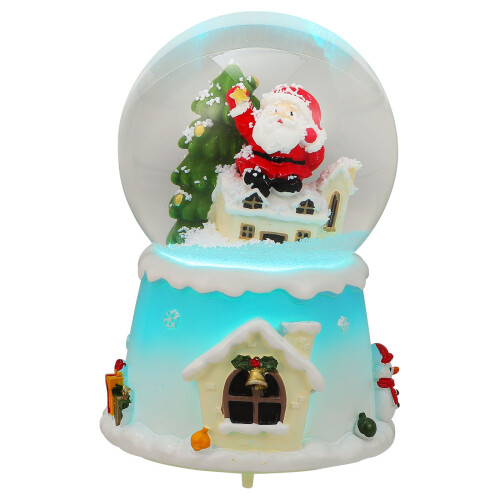 2St Resin Muzikale Xmas Sneeuwbollen Multicolor Lichteffecten Decor
