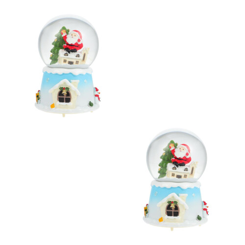 2St Resin Muzikale Xmas Sneeuwbollen Multicolor Lichteffecten Decor 2