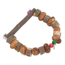 Juguete colgante de madera natural para loro - Mordedor multiusos
