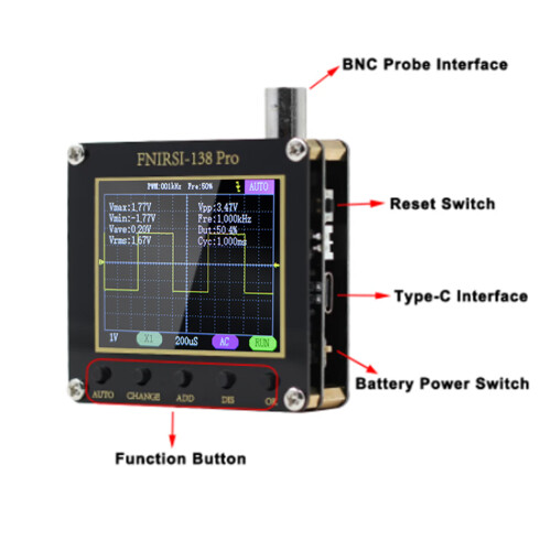 Handheld 2.4" FNIRSI 138pro Oscilloscope with PWM Output Function 1