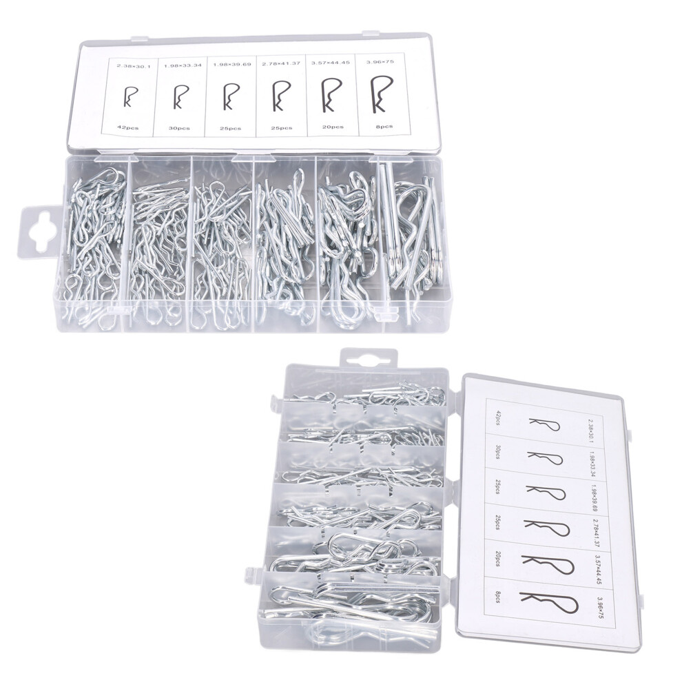 Assorted Cotter Pins 150Pcs Set - Galvanized Steel 6 Sizes With Box 9371357611401