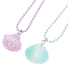 2Pièces Colliers Coquillage Résine Colorés, Bijoux Enfants Chic Été