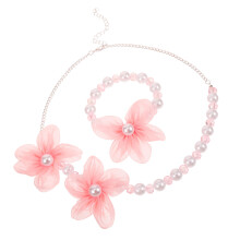 1 set imitation pearl beaded necklace and bracelet for girl