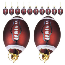 24Pcs Rugby-Themed Brown Plastic Football Christmas Ball Decorations