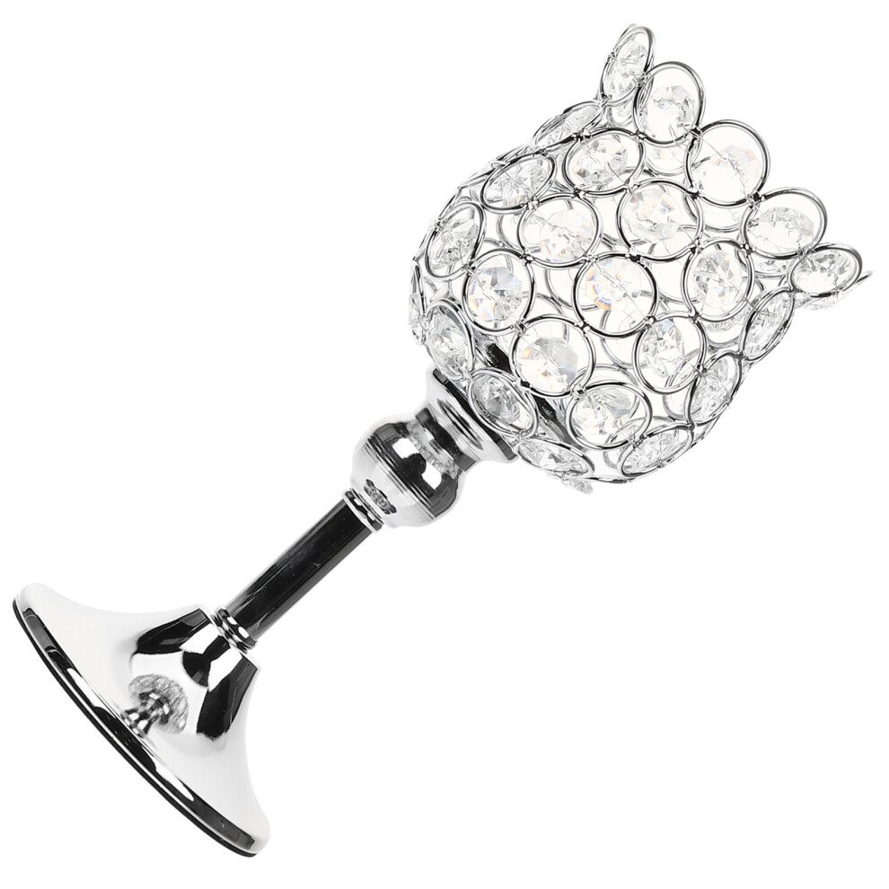 2Pcs Silver European Crystal Candle Holder Statues for Desktop-image-OPC-PMPSHXC-NEW