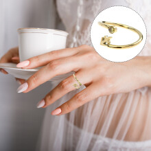 zodiac adjustable open ring with sparkly zircon for women and girls