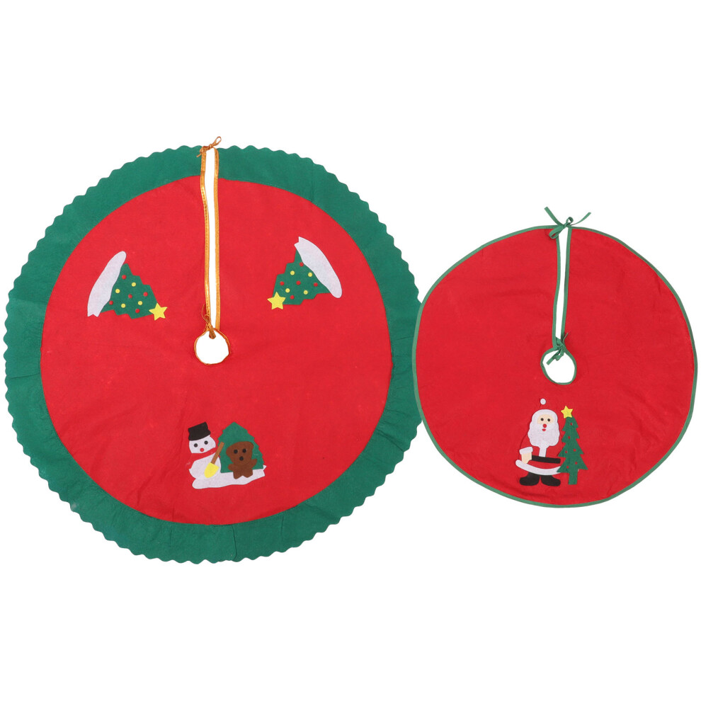 2Pcs Red Christmas Tree Skirt Mat Premium Nonwoven Fabric Xmas Decor-image-OPC-PMPSJYD-NEW