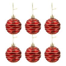 12Pcs Red Plastic Christmas Baubles Festive Tree Hanging Ornaments
