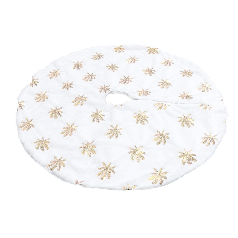 1Pc Golden Xmas Tree Base Skirt Embroidered Plush Holiday Decor-image-OPC-PMPSMSK-NEW
