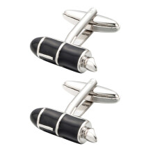 1Pair Silver Enamel Male Cufflinks Pen Style Decorative Cuff Buckles