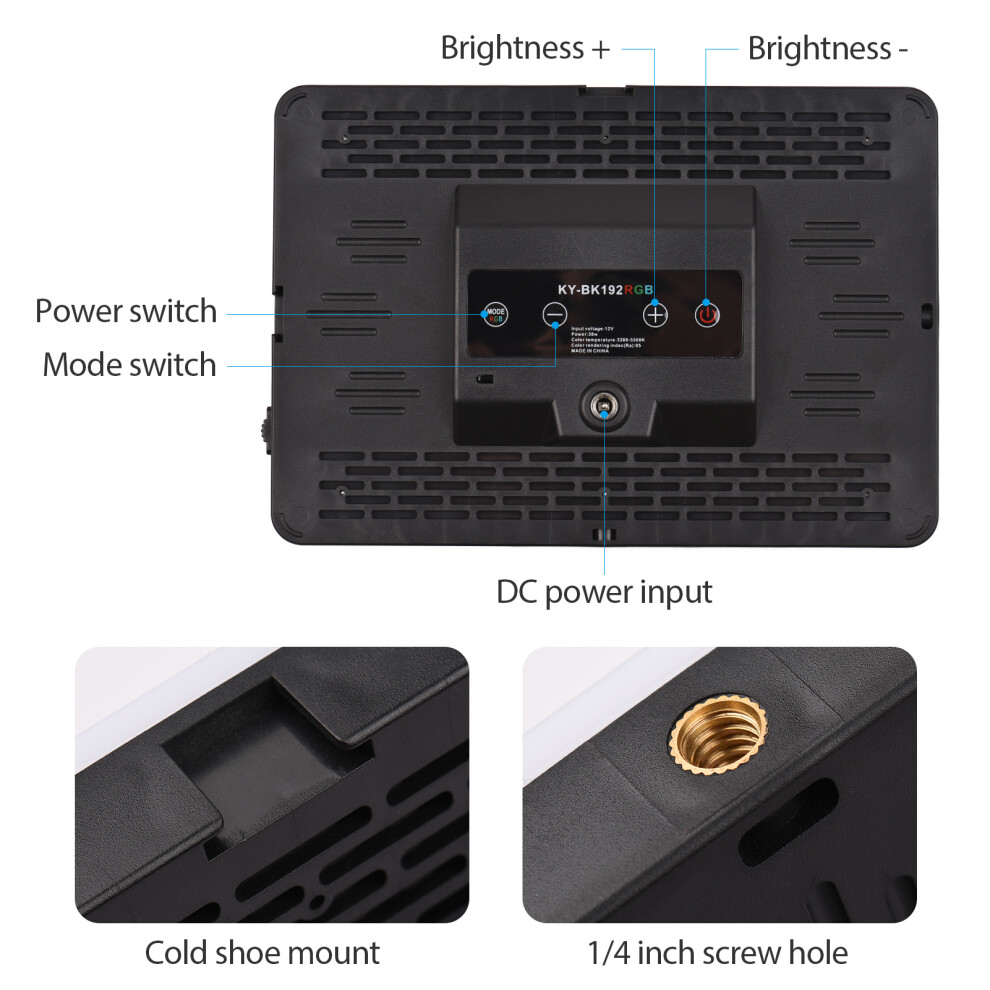 38W Rgb Video With C-Clamp Stand, Dimmable 3200-5500K Light 3301357616478