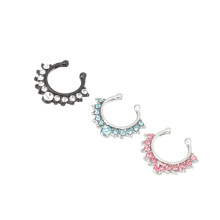 3pcs C Shaped Nose Cuff Jewelry Non Piercing Zircon Women Nose Rings