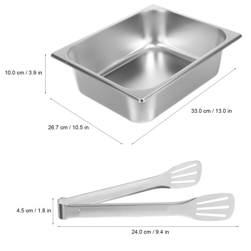 Stainless Hotel Pan Silver 1 Set 9.4x1.8x1.1in 2