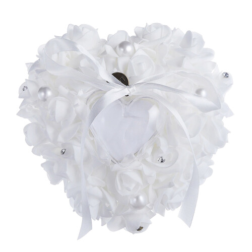 Heart Shape Ring Pillow Wedding Rose Flower Tray Gift 1