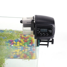 Digitaler LCD-Fischfutterautomat mit 24-Stunden-Timer, 11x11x7 cm, Schwarz