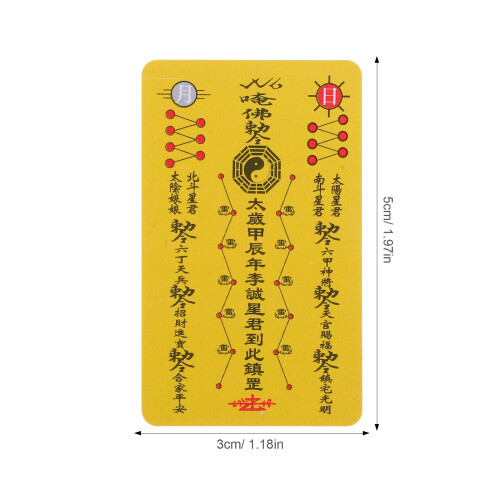 Fengshui Amulettkort Gul PVC För Skydd Bärbar 1