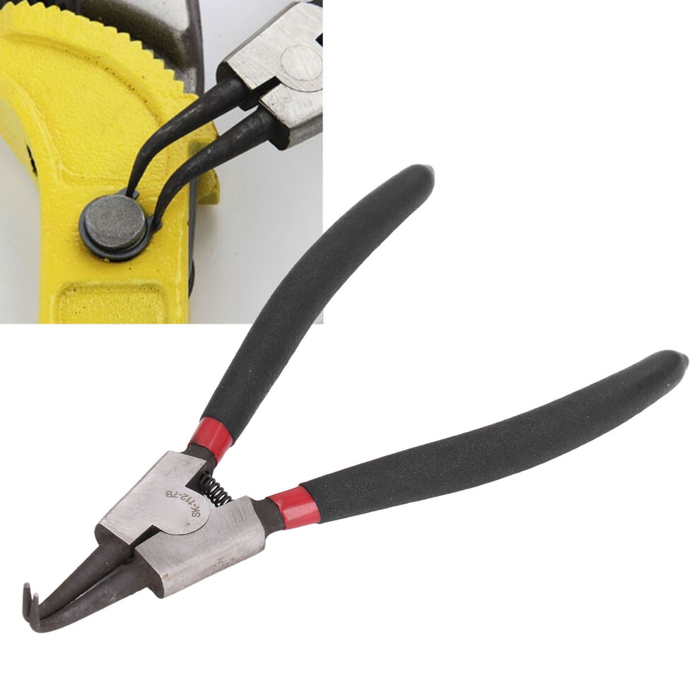 High Strength Circlip Pliers 7In Bent Jaw Non-Slip Grip For Snap Ring 8791357621018