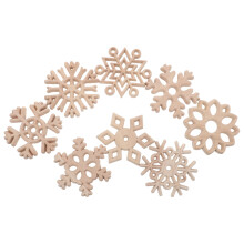 8Pcs Wood Snowflake Cutouts Beige Hanging Ornaments for Wedding Decor