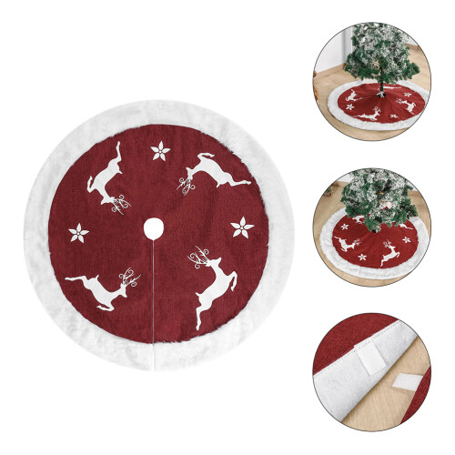 1Stk Plush Weihnachtsbaumdecke Dunkelrot Festliche Baumrock 2