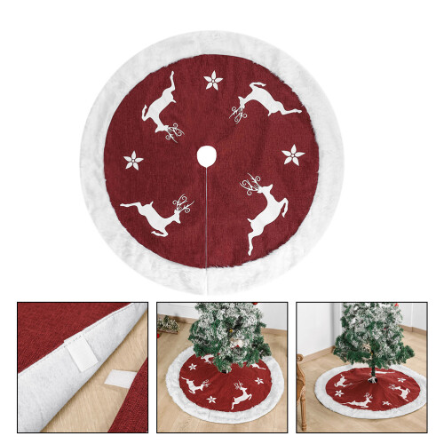 1Stk Plush Weihnachtsbaumdecke Dunkelrot Festliche Baumrock 1
