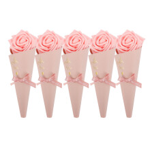 5St Elegante Candy Opslagzakken Roze Papier Cone Voor Bruiloft
