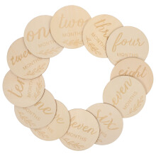 12pcs Wooden Baby Round Cards Decorative Discs